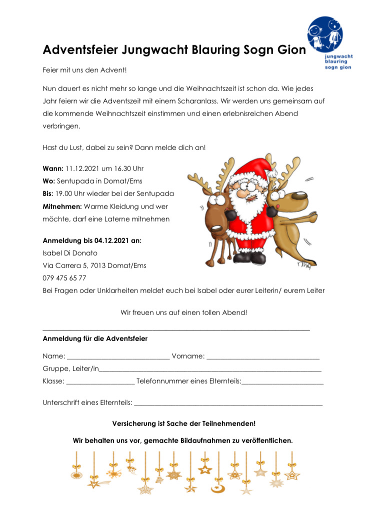 Anmeldung Adventsfeier 2021